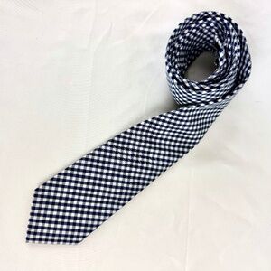 J Crew Blue Gingham Cotton Necktie Narrow Tie Excellent Gift Condition Preppy